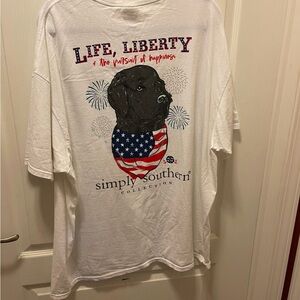 Simply Southern White T-Shirt with Patriotic Dog Design